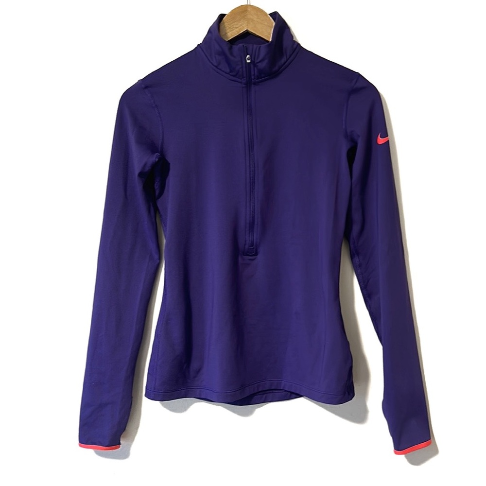 Nike Pro Dr-Fit Quarter Zip Long Sleeve Purple Top